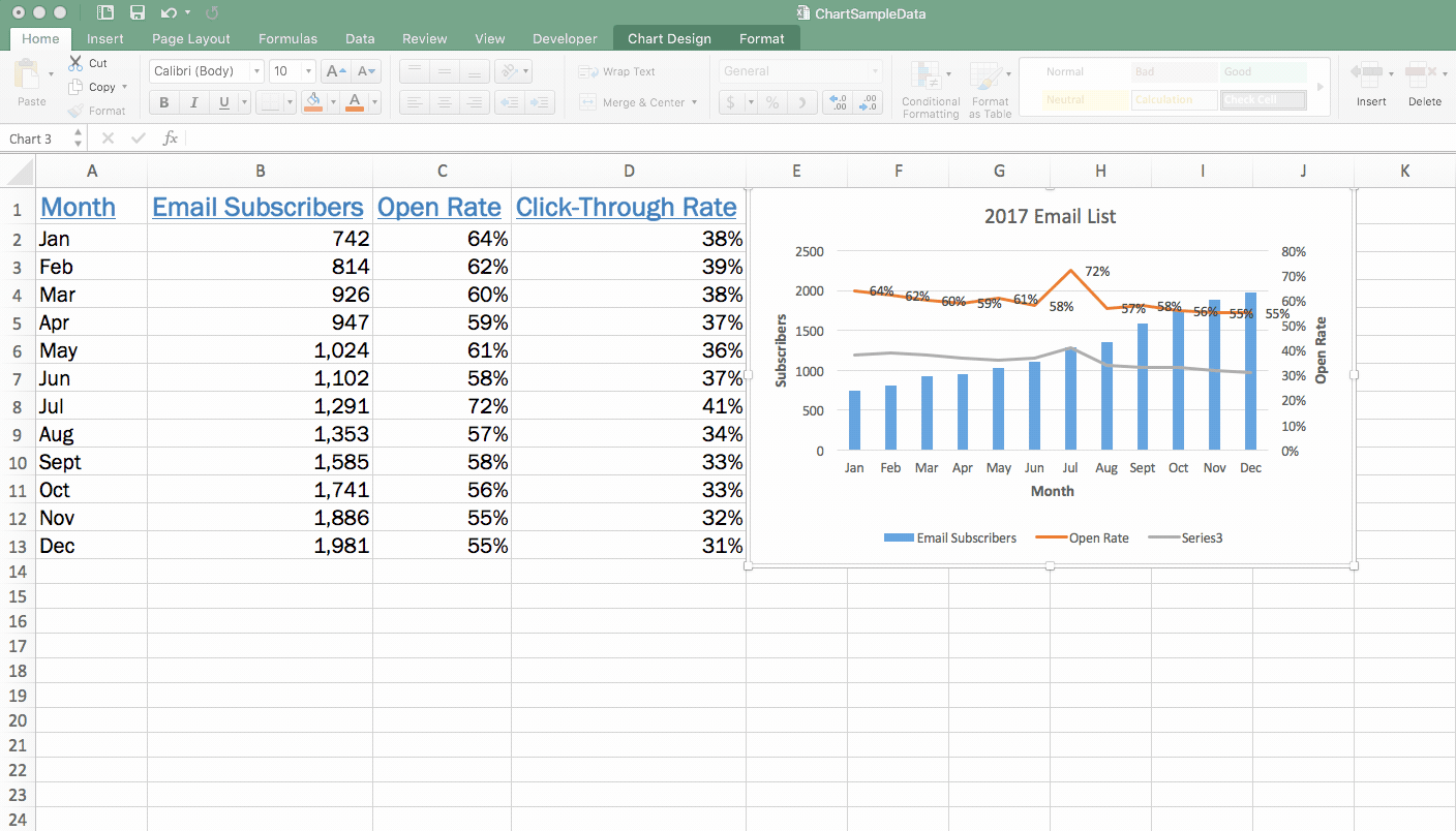 advanced excel charts - add variable to legend
