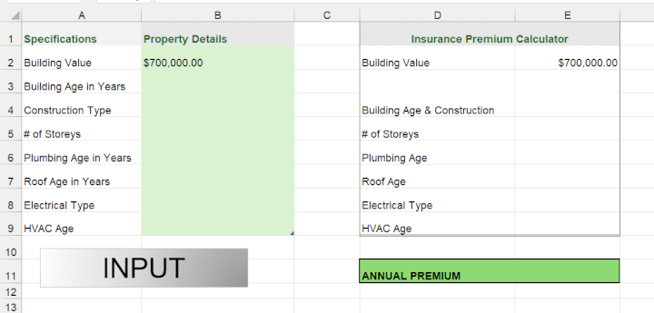 Excel challenge custom calculator