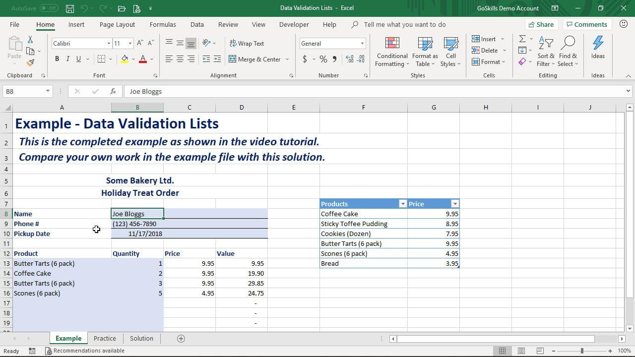 data validation assignment in excel