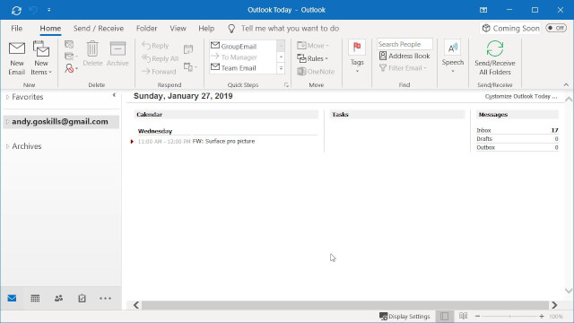 Outlook Screen Overview