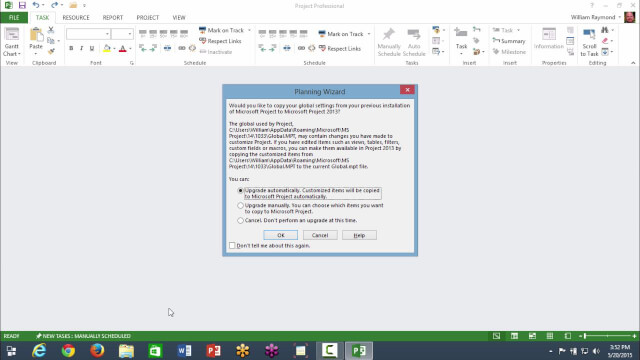 Run Microsoft Project for the First Time