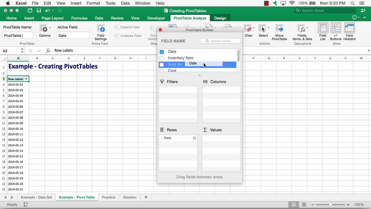 Creating Pivottables Microsoft Excel For Mac Advanced