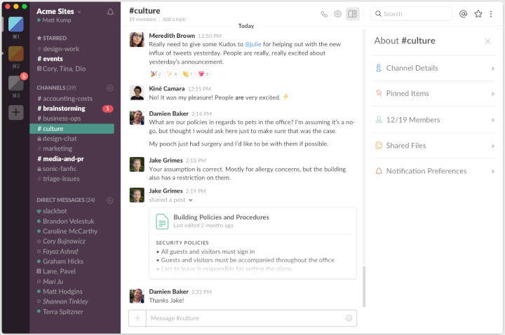 best project management tools slack