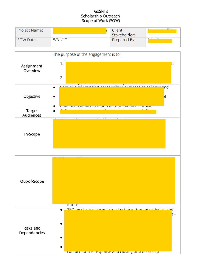 scope of work example