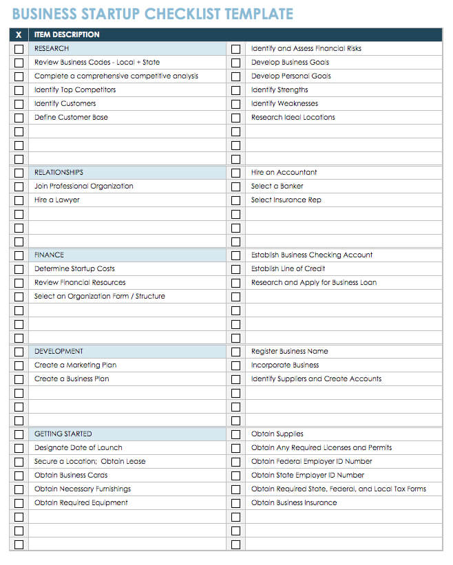 Startup business planning template