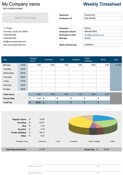 Weekly timesheet template