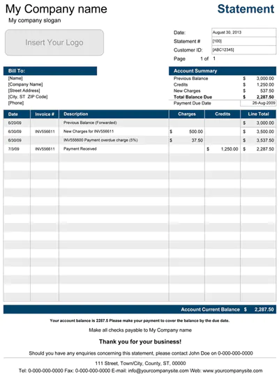 Account statement template