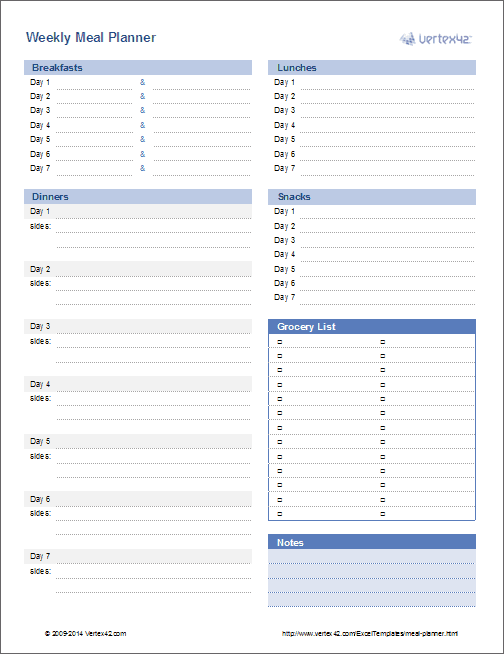 Meal plan template