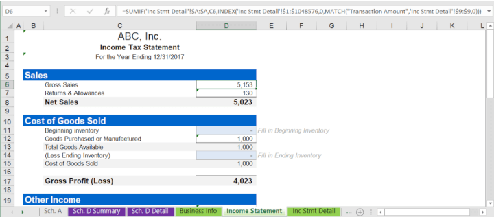 how to do taxes in excel