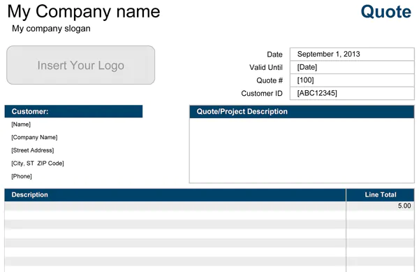 excel business model template price-quote-template