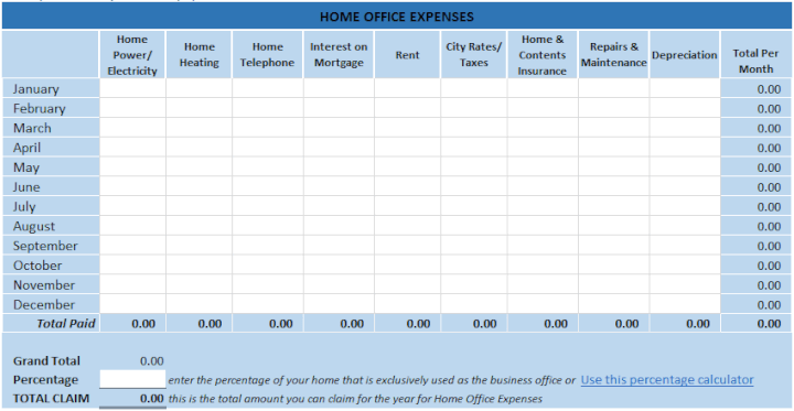 home-office-expense-template