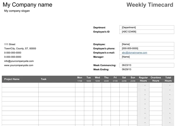 excel business model template time-card-template