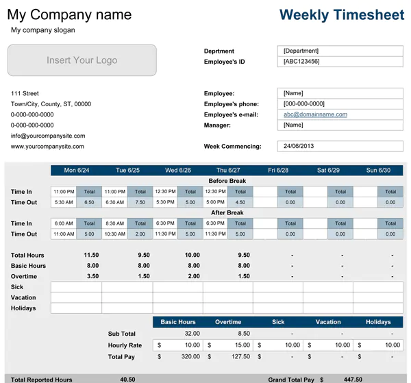 excel business model template weekly-timesheet-template