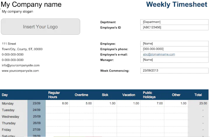 excel business model template weekly-timesheet-template