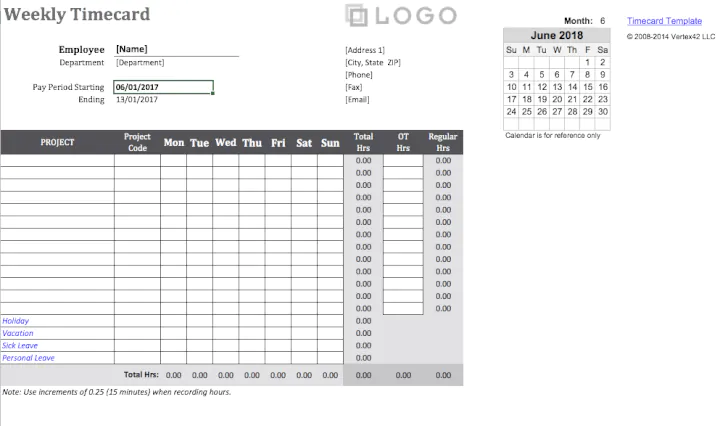 excel business model template weekly-time-card-template