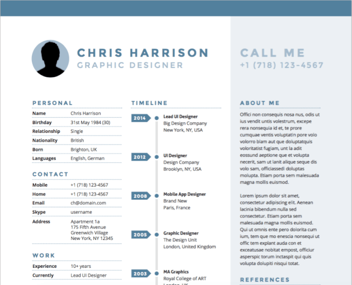 Timeline resume template