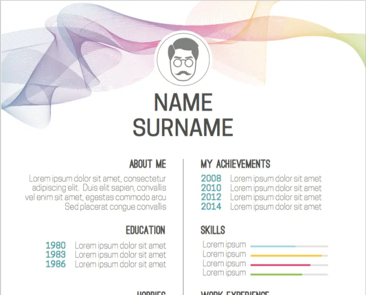 Colored waves resume template