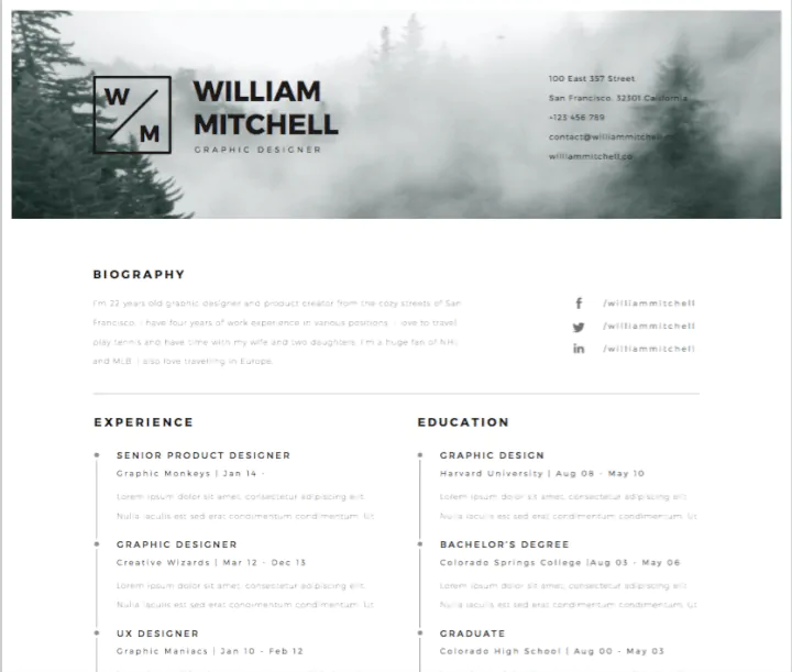 Clean resume template
