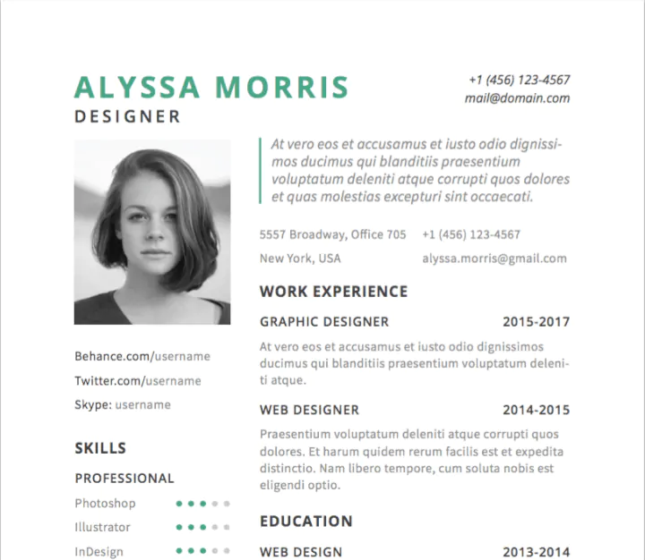 Performer resume template