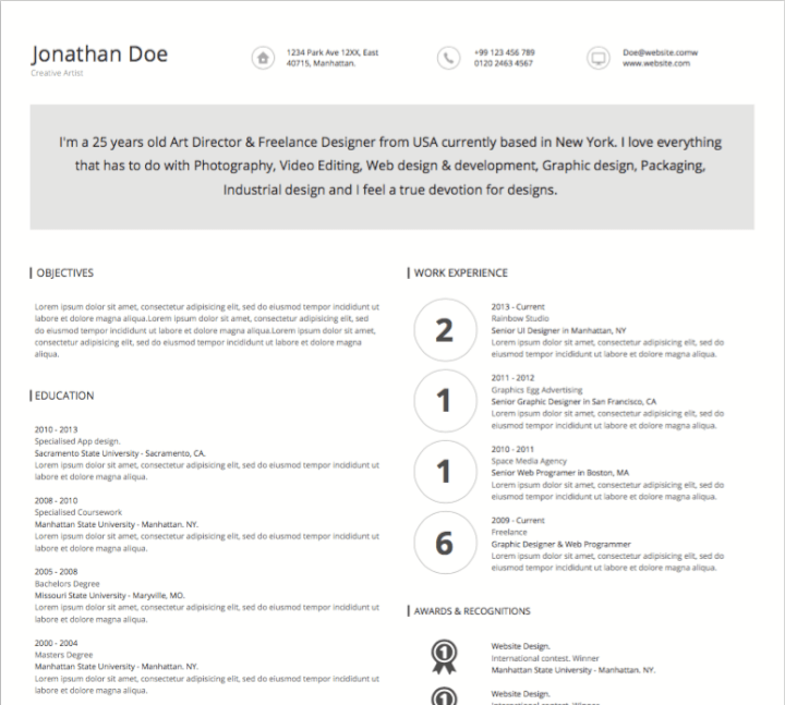 Iconographic resume template