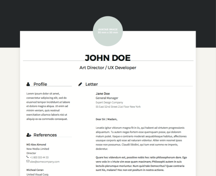 Image header resume template