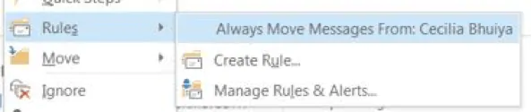 Outlook always move messages from