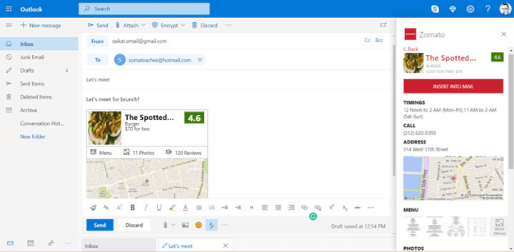best-outlook-add-ins-zomato