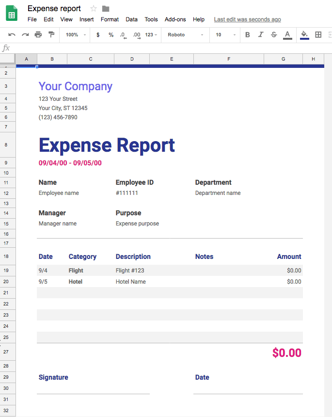 Project-management-template-Google-Sheets-expense-report