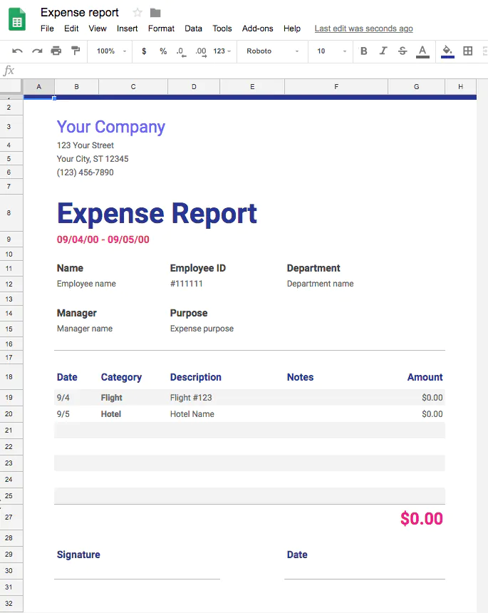 Project-management-template-Google-Sheets-expense-report