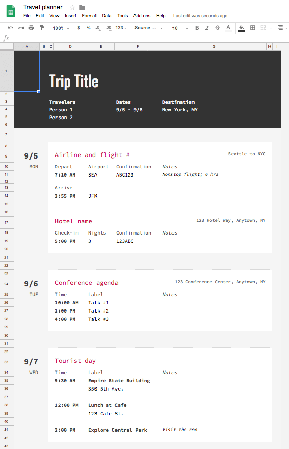 Project-management-template-Google-Sheets-trip-planner