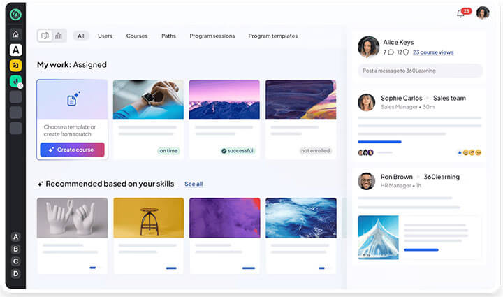 360Learning LMS interface