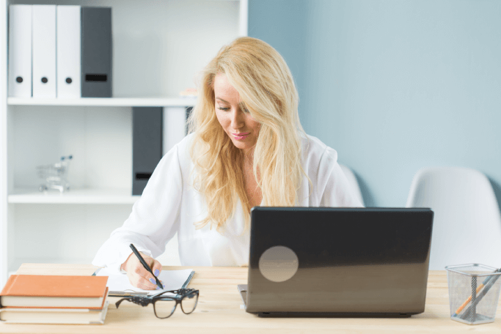 woman working from home office