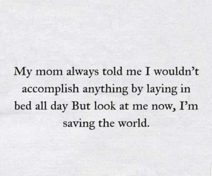 lying in bed saving the world meme
