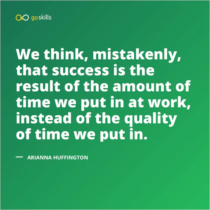 We think, mistakenly, that success is the result of the amount of time we put in at work, instead of the quality of time we put in.