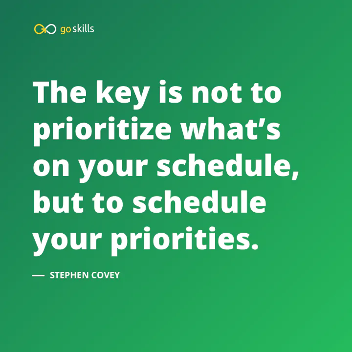 The key is not to prioritize what’s on your schedule, but to schedule your priorities.