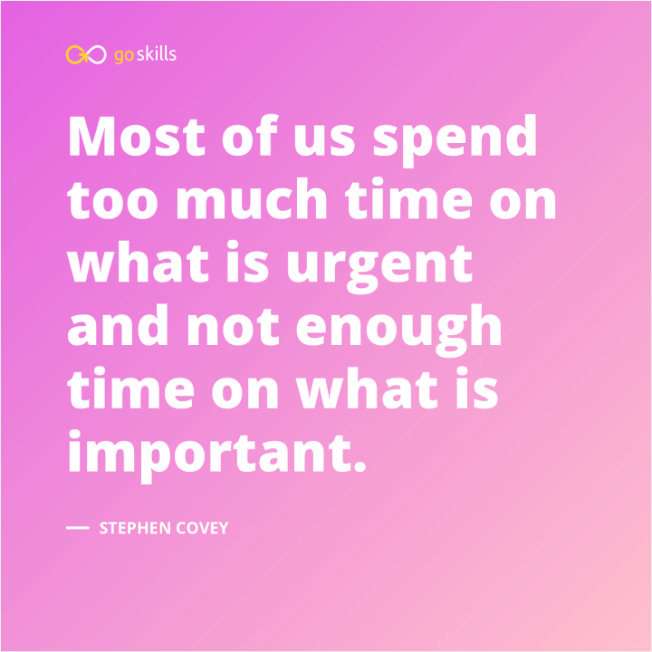 Most of us spend too much time on what is urgent and not enough time on what is important.