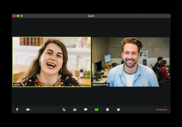 coworkers on zoom call on mac
