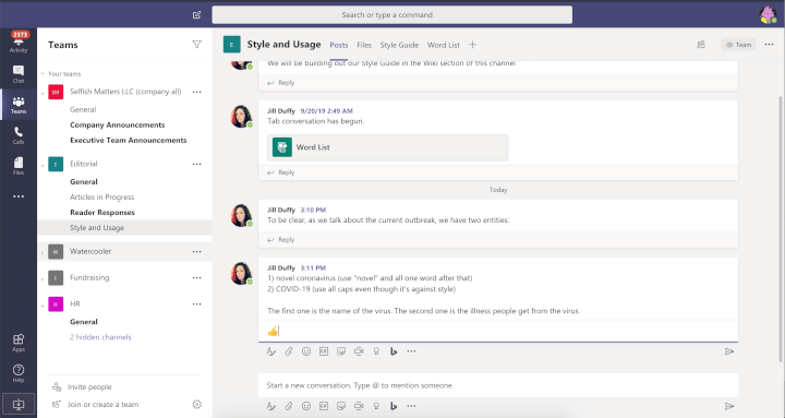 microsoft teams vs slack - interface