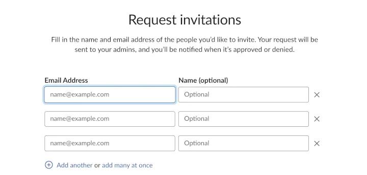 slack request invitations