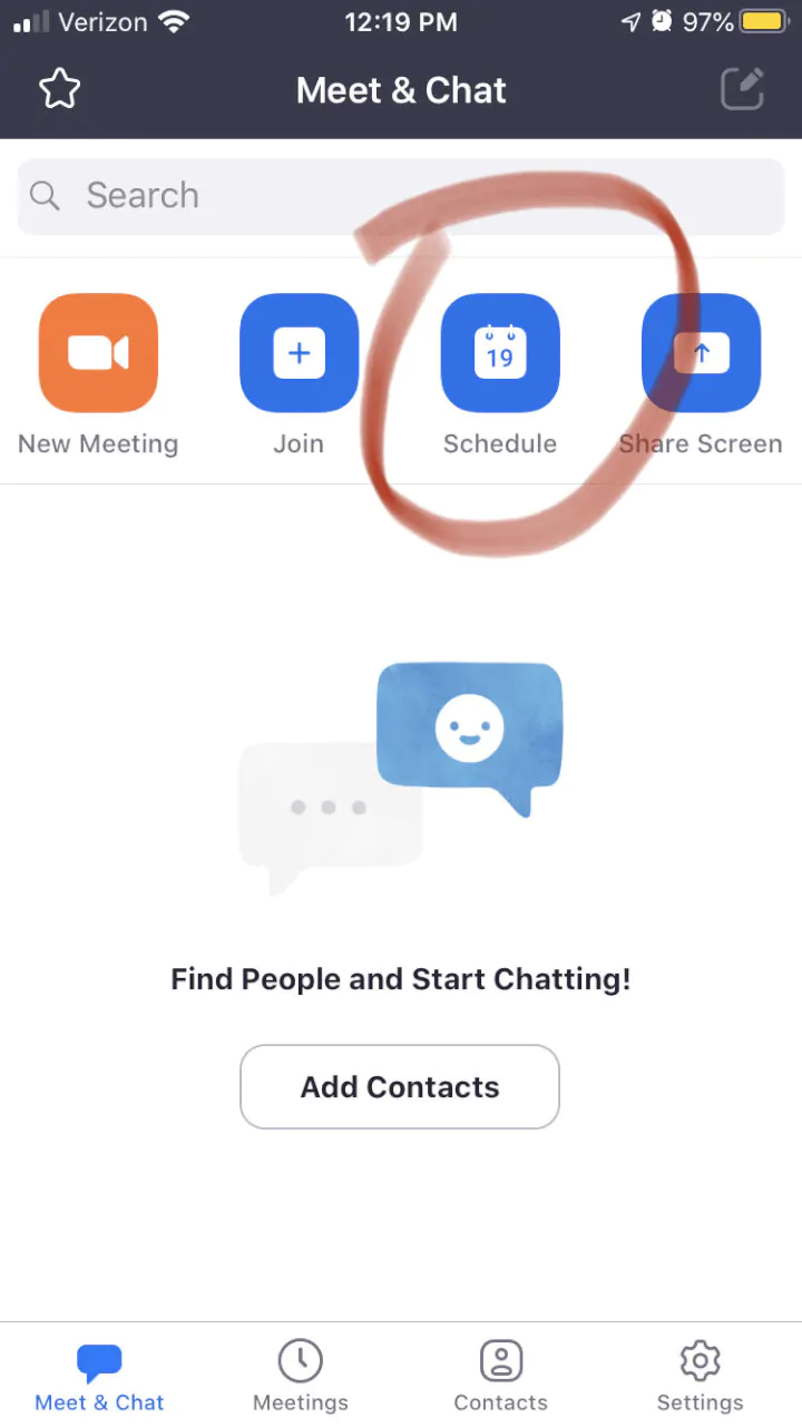 scheduling a zoom call on iOS or Android