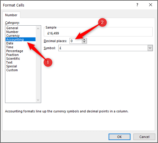 accounting number format