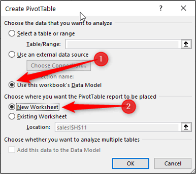 insert pivot table on new worksheet