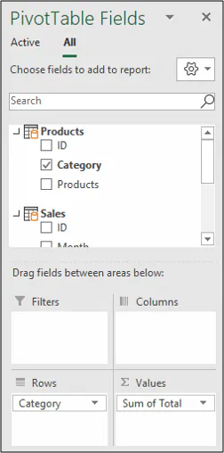 pivot tables fields totals