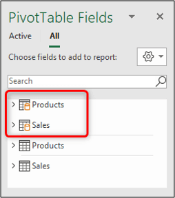 pivot table fields