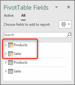 pivot table fields