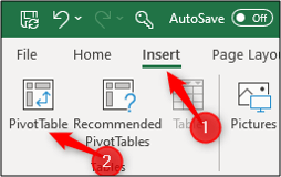 insert pivot table