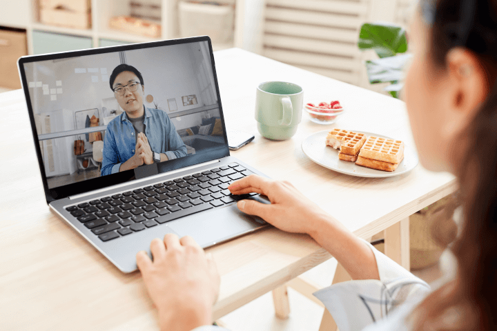 man and woman having video call