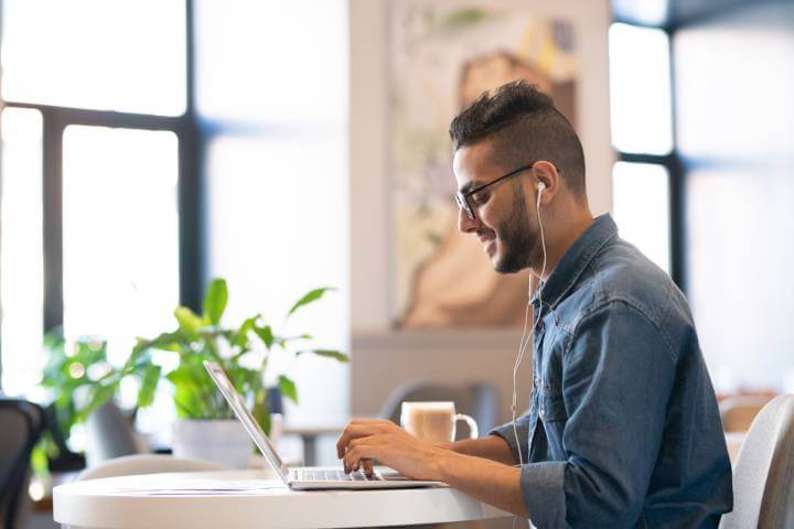 man working on laptop