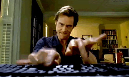 Jim Carrey typing fast