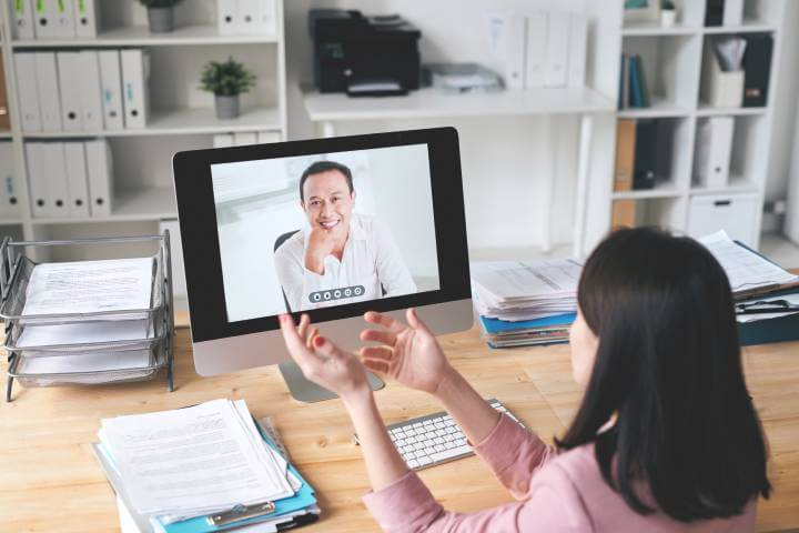 coworkers on video call